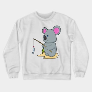 Koala as Fisher with Fishing rod & Fish Crewneck Sweatshirt